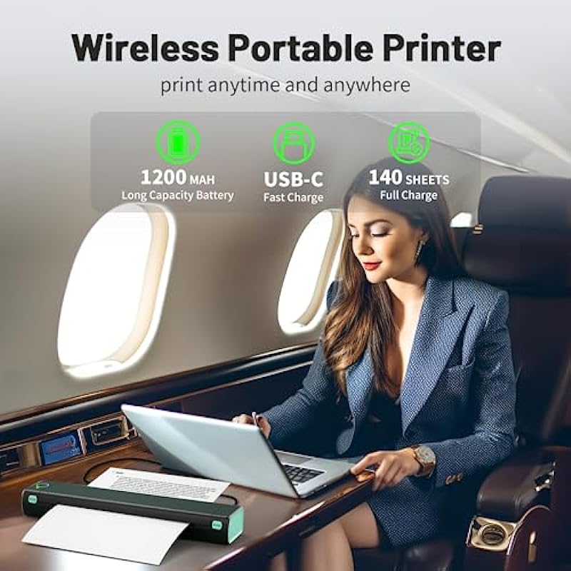 Portable Printer Wireless for Travel – M08F-Letter Bluetooth Tattoo Stencil Printer – Support 8.5″ X 11″ US Letter, No-Ink Thermal Compact Printer with 1 Case, Compatible with Phone & Laptop