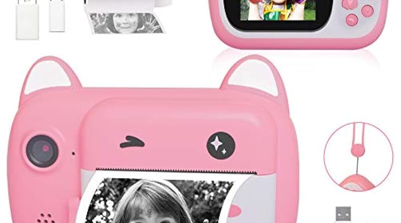 Instant Print Camera for Kids, Upgrade Selfie Kids Camera, Digital Zero Ink Video Camera with 3 Rolls Print Paper Camera, 1000 mAh, Dual Lens,1080P HD Video Recorder, As Toys Gifts for Girls and Boys