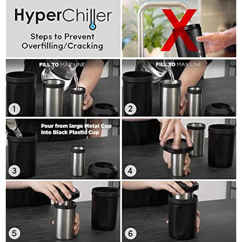 HyperChiller by Maxi-Matic Patented Instant Coffee/Beverage Cooler, Ready in One Minute, Reusable for Iced Tea, Wine, Spirits, Alcohol, Juice, 12.5 OZ, Black