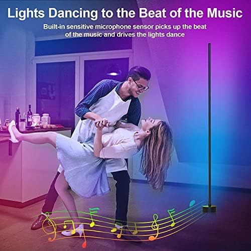 Miortior Corner Floor Lamp – Smart RGB LED Corner Lamp with App and Remote Control, 16 Million Colors & 68+ Scene, Music Sync, Timer Setting – Ideal for Living Rooms, Bedrooms, and Gaming Rooms