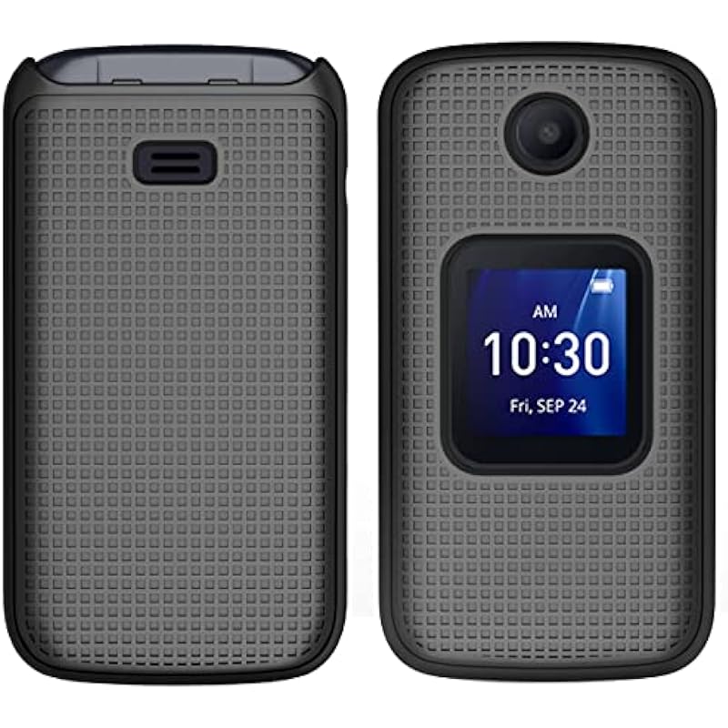 Case for Alcatel Go Flip 4 / TCL Flip Pro Phone, Nakedcellphone Slim Hard Shell Protector Cover with Grid Texture – Black