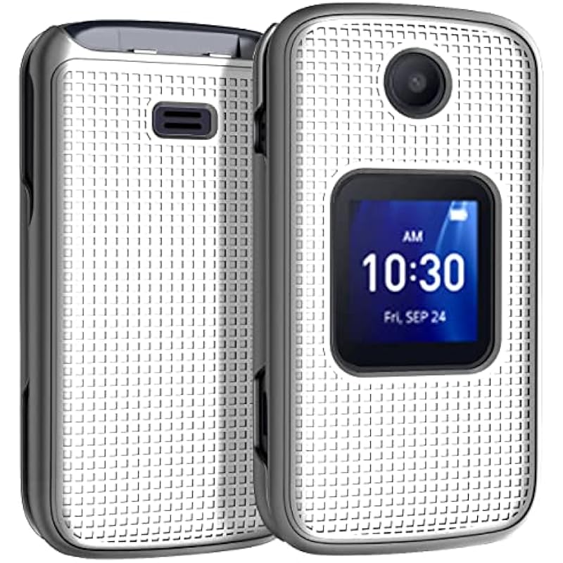 Case for Alcatel Go Flip 4 / TCL Flip Pro Phone, Nakedcellphone Slim Hard Shell Protector Cover with Grid Texture – Pearl White