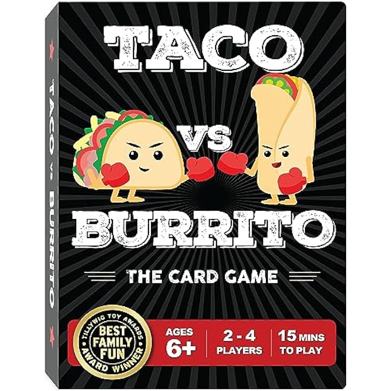 Taco vs Burrito – The Wildly Popular Surprisingly Strategic Card Game Created by a 7 Year Old – A Perfect Family-Friendly Party Game for Kids, Teens & Adults.