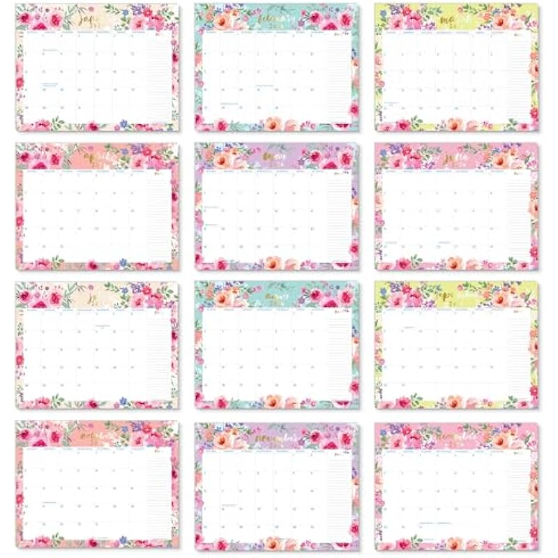 S&O Watercolor Floral Large Desk Calendar from January 2024 to June 2025 – Tear-Away Table Calendar 2024-2025 – Desktop Calendar 2024-2025 – Academic Desk Calendar 2024-2025 – Desk Calendar Large – 11x17in