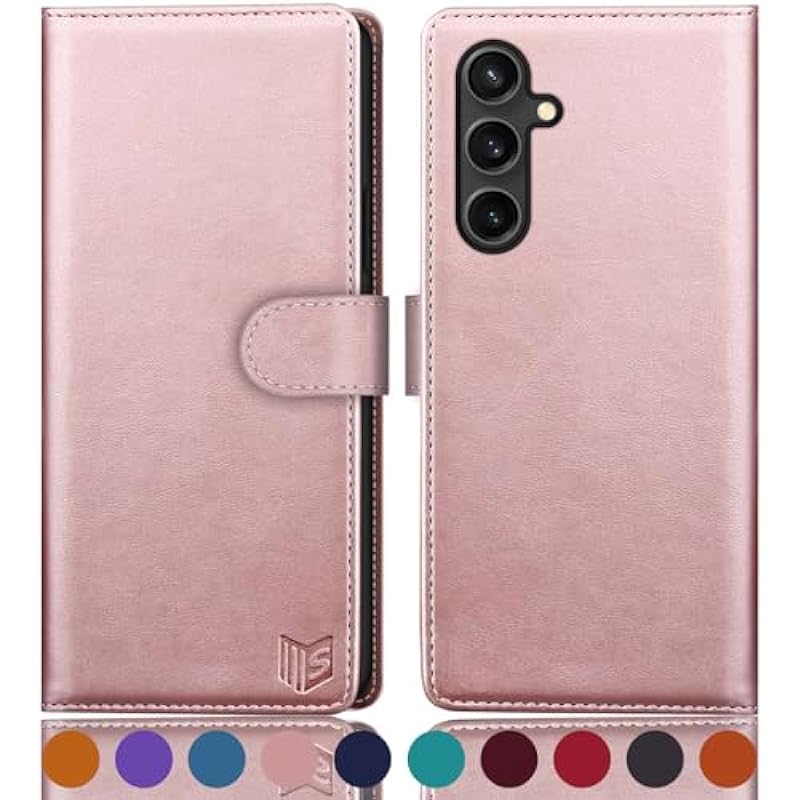 SUANPOT for Samsung Galaxy S23 FE Wallet case 【RFID Blocking】 Credit Card Holder,PU Leather Flip Folio Book Phone case Cover Women Men for Samsung S23 FE 5G Wallet case Rose Gold