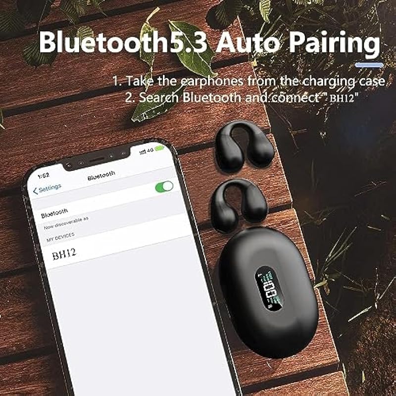 Wireless Earbuds,Wireless Open Ear Sport Headphones,Clip On Bluetooth Earbuds for Android iPhone Samsung,Air Conduction Headphones,Earring Bluetooth 5.3 Headset for Cycling,Workout,Running,Driving