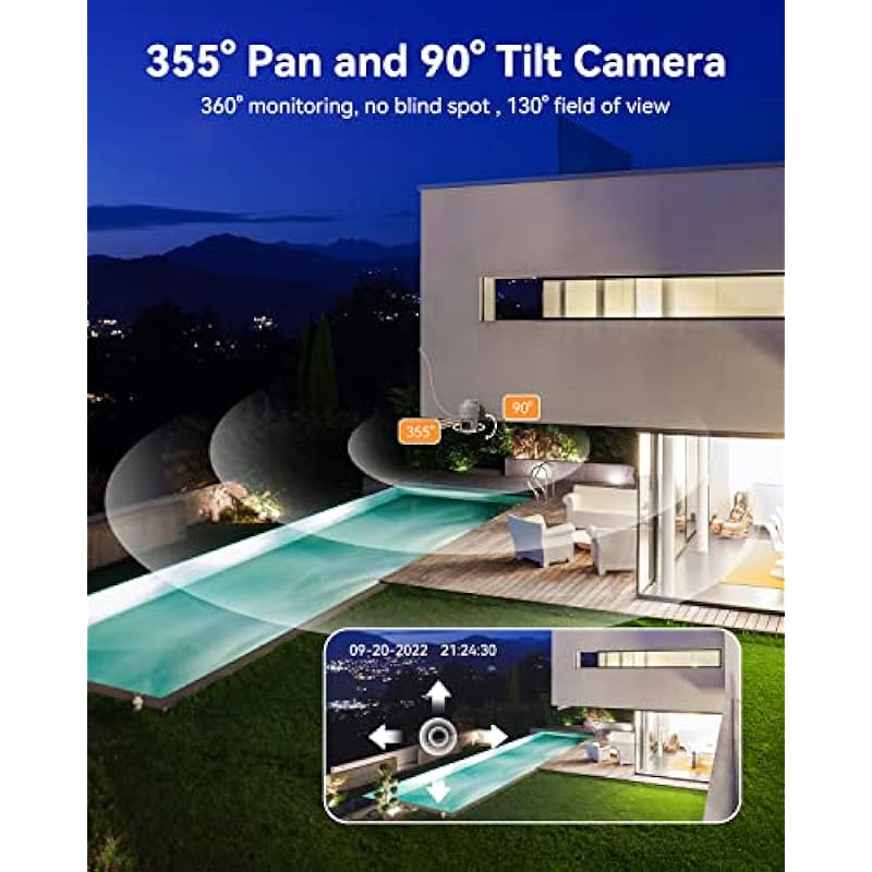 LongPlus 2K Wireless Solar Security Camera Outdoor,360° PTZ Solar Powered Outdoor Cameras with AI Motion Detection, Two Way Audio, WiFi Surveillance Camera for Home, Color Night Vision(Only2.4Ghz)