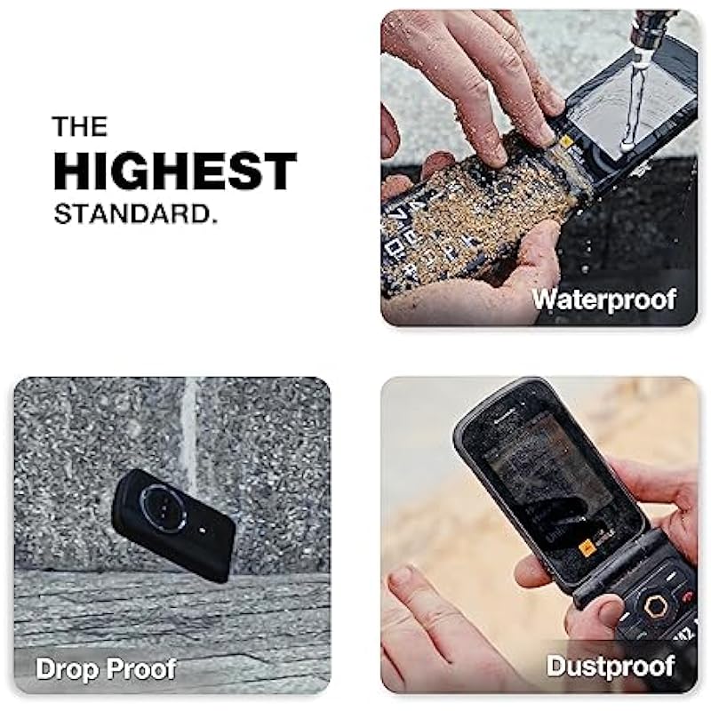 AGM M8 4G Rugged Flip Phone, Large Button Cell Phones for Seniors, Waterproof/Drop-Proof, SOS Side Key, Hearing Aid Compatible, Fast Dialing, 104dB Powerful Speaker, Big Keyboard, Dual SIM Cards