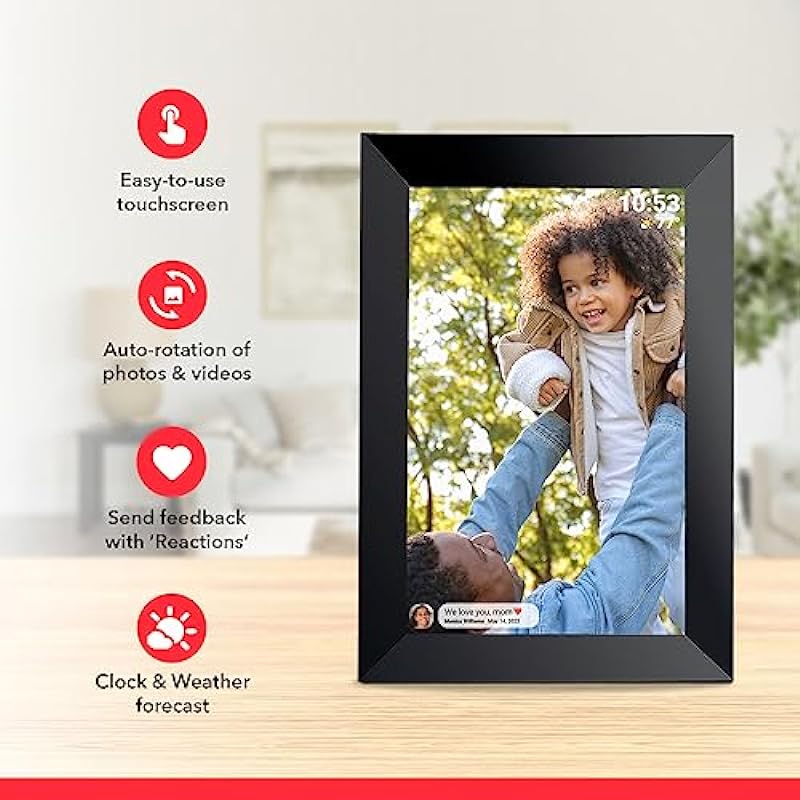 FRAMEO 10.1 Inch Smart WiFi Digital Photo Frame 1280×800 IPS LCD Touch Screen, Auto-Rotate Portrait and Landscape, Built in 32GB Memory, Share Moments Instantly via Frameo App from Anywhere