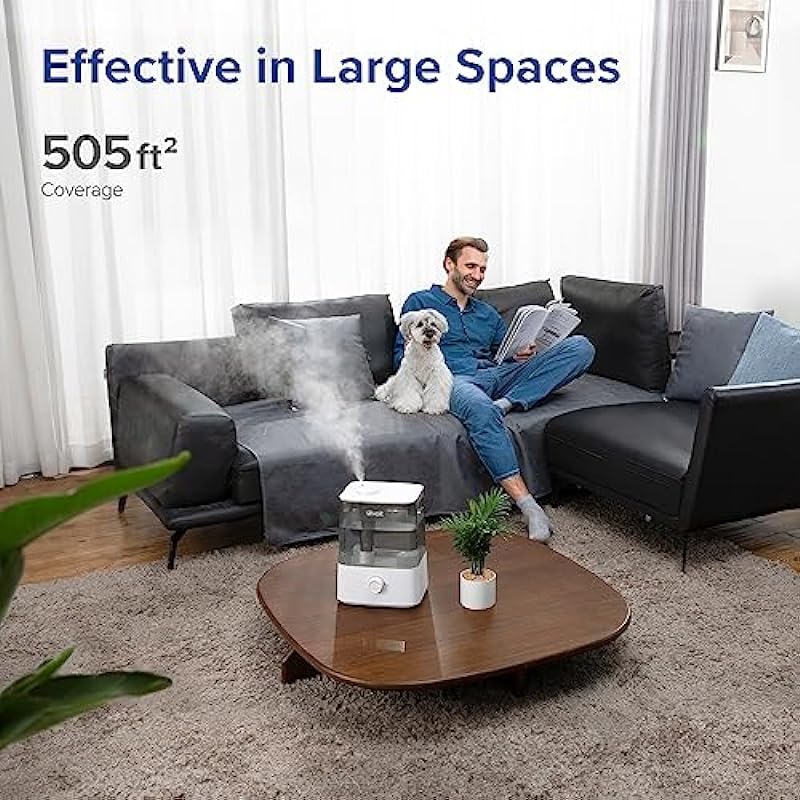 LEVOIT Humidifier for Bedroom Large Room, 6L Top Fill Cool Mist Humidifiers Plants, Baby, Lasts Up to 60h, Easy Use and Clean, Quiet Operation, Automatic Shut-Off, Grey (Classic 300)