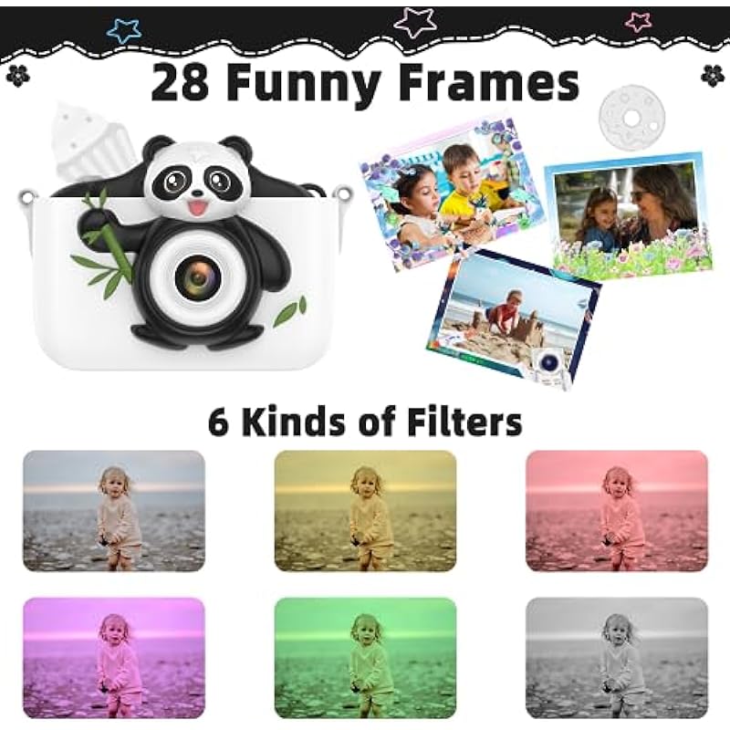 Kids Camera for Girls Boys Toddlers Childrens Age 3-8 Digital Selfie with 64GB SD Card for Son Daughter Grandson Granddaughter Christmas Birthday Gifts