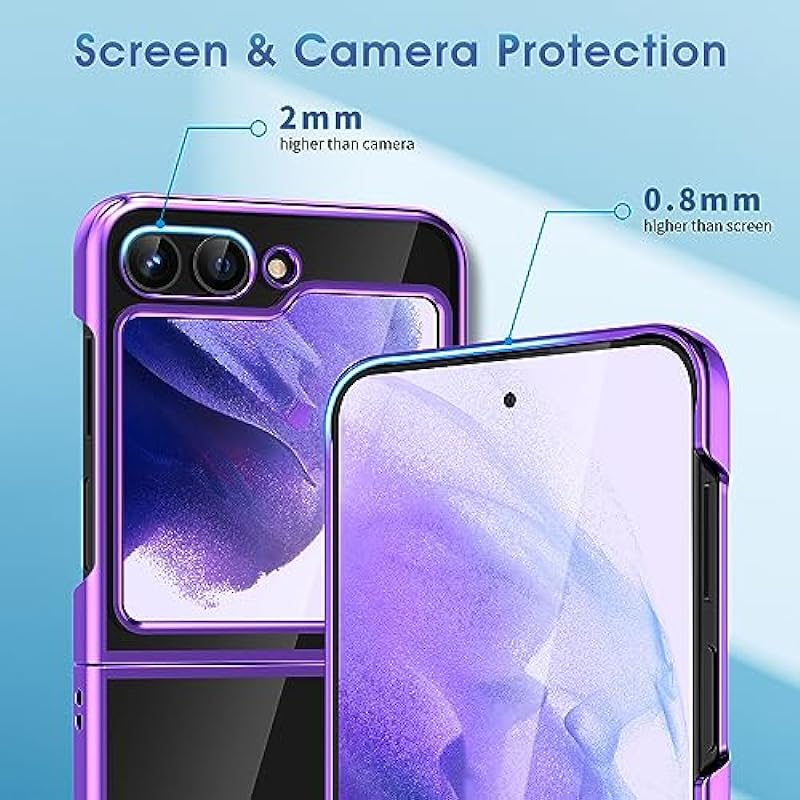 MILPROX Compatible for Galaxy Z Flip 5 Case (2023), Slim Hard Cover Luxury Electroplated Edge, Ultra Thin Shockproof Bumper Folding Gel Shell Protector for Samsung Galaxy Z Flip 5 Case-Purple