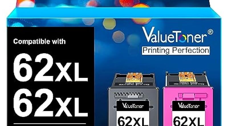 Valuetoner Remanufactured Ink Cartridge Replacement for HP 62XL 62 XL to use with Envy 5540 5640 5660 7644 7645 OfficeJet 5740 8040 OfficeJet 200 250 Series Printer (1 Black, 1 Tri-Color, 2-Pack)