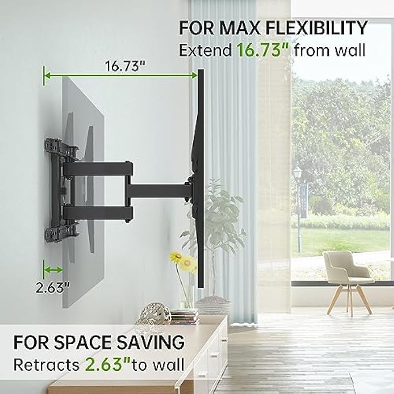 USX MOUNT TV Wall Mounts Fit 16″ 18″ or 24″ Studs for 42″-80″ TVS Holds up to 110lbs, Full Motion TV Wall Mounts Tilt Swivel Extension TV Mounts with Dual Articulating Arms, Max VESA 600x400mm