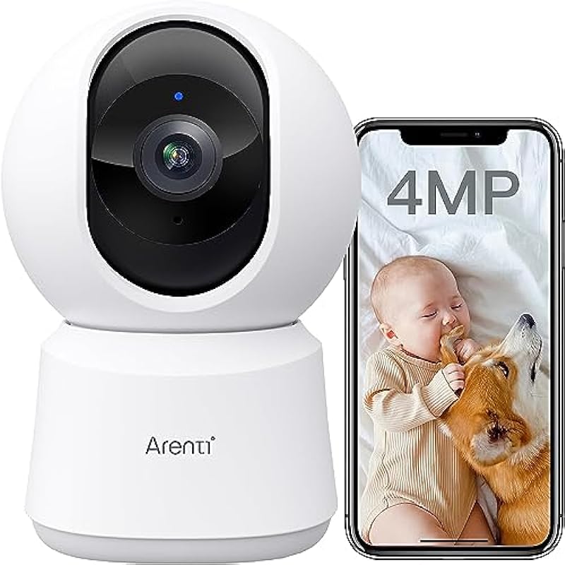 ARENTI 360° View 4MP Indoor Security Camera, 5G&2.4G WiFi Baby Monitor, Pet Camera with Phone App, Motion Tracking, Sound Detection, Night Vision,Two-Way Audio, Works with Alexa (P2Q)