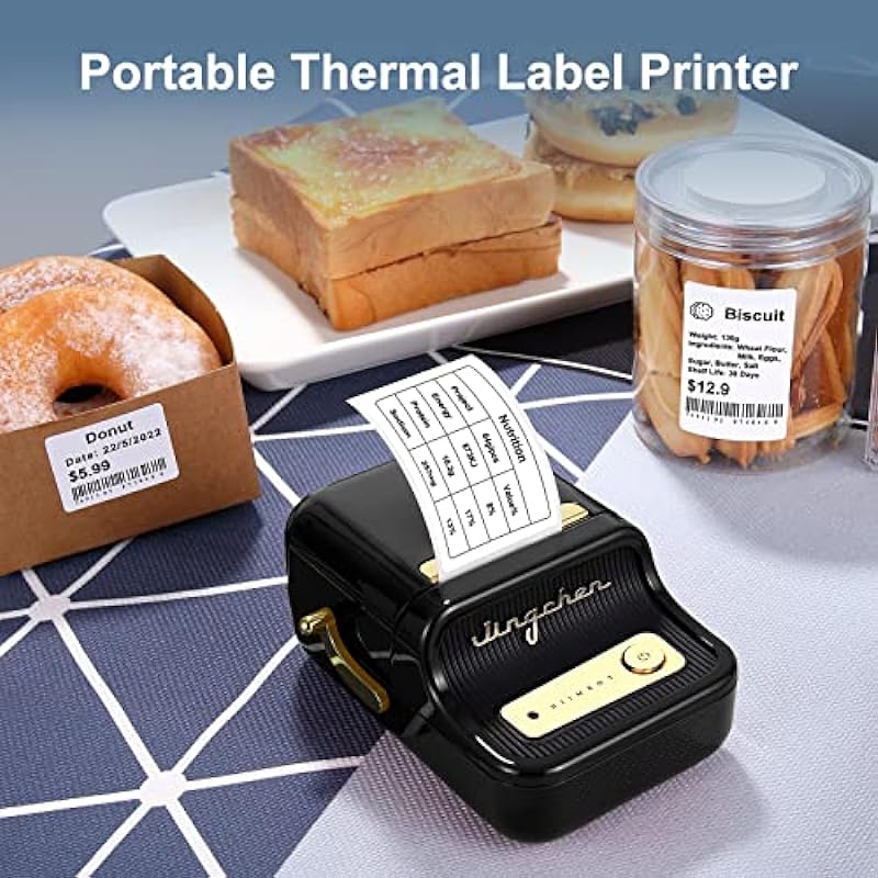 NIIMBOT B21 Inkless Label Maker, Portable Thermal Label Printer for Clothing, Address, Business, Compatible with iOS & Android, with 1 Pack 50x30mm White Label, Black