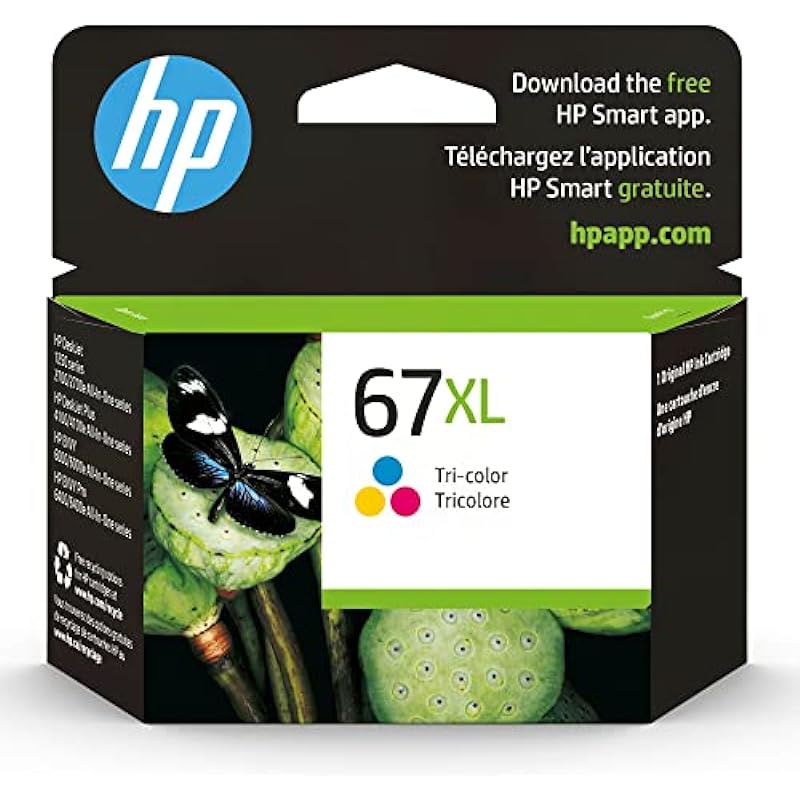 HP Original 67XL Tri-Color High-Yield Ink Cartridge | Works with HP DeskJet 1255, 2700, 4100 Series, HP Envy 6000, 6400 Series | Eligible for Instant Ink | 3YM58AN