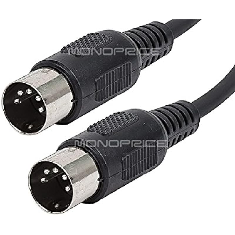 Monoprice MIDI Cable – 25 Feet – Black With Keyed 5-pin DIN Connector, Molded Connector Shells