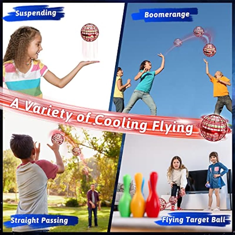 Flying Orb Ball Toys, semai Hover Flying Ball Hand Controlled Hover Ball Mini Drone for Kid Flying Toy, Led Lights Controller Mini Drone Flying Toy Gifts for boys girls 6-12 yrs- Outdoor Toys Age 8-12