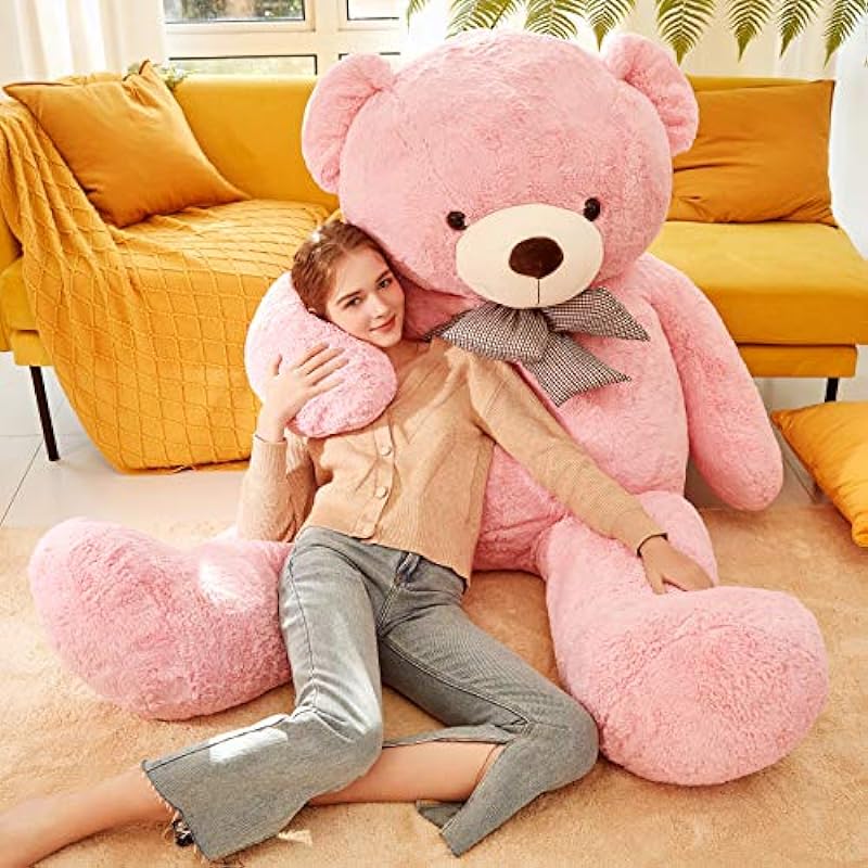 IKASA Giant Teddy Bear Stuffed Animal – Large Soft Toys Cute Plush Toy – Jumbo Big Oversized Fat Bears Animals Huge Life Size – Gifts for Kids Girls Boys Childrens (Pink, 70 inches)