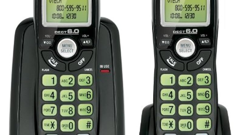 Vtech Dect 6.0 2-Handset Cordless Phone System with Caller ID, Backlit Keypad and Screen(CS6114-21), Black