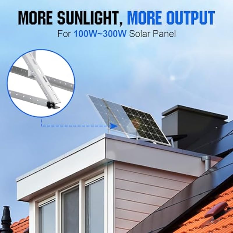 ECO-WORTHY 41in Adjustable Solar Panel Mounting Brackets with Foldable Tilt Legs, Installed for 1-2pcs Solar Panels for RV, Boat, Trailt, Roof, Off Grid