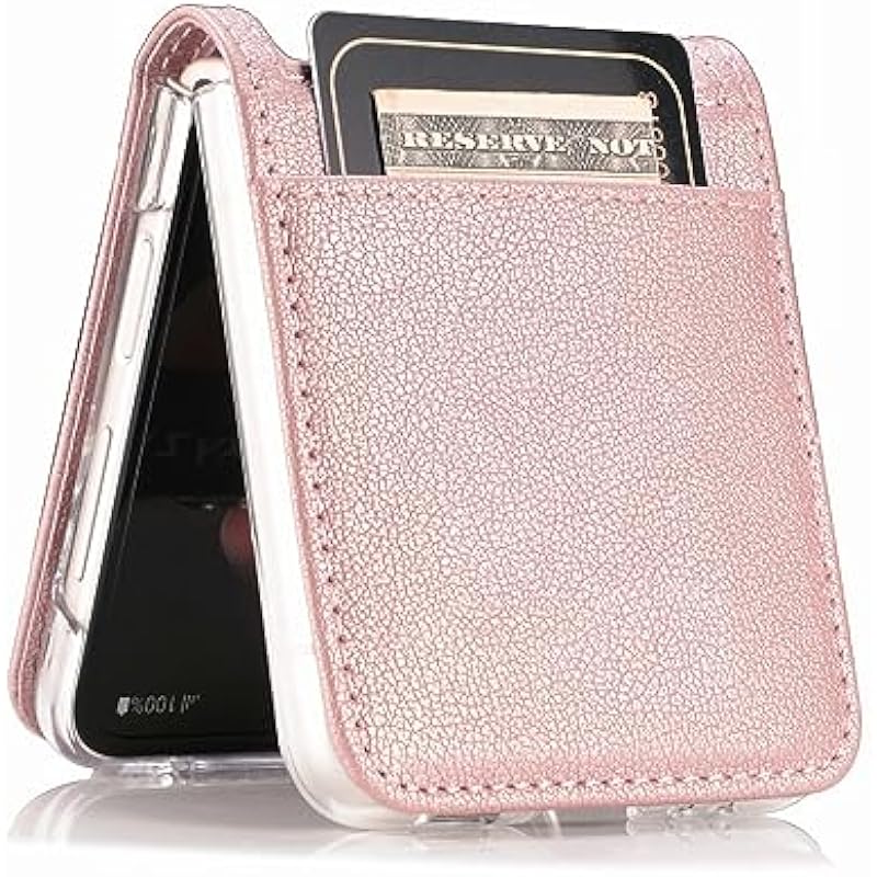 Z Flip 5 2023 5G Case Compatible with Samsung Galaxy Z Flip 5 5g Credit Cards Z Flip5 Cases ZFlip5 Covers Shell Skins (Rose Gold)