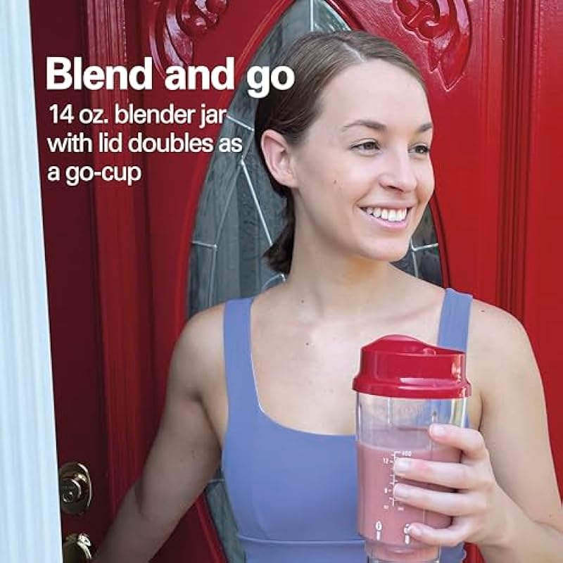 Hamilton Beach Shakes and Smoothies with BPA-Free Personal Blender, 14 oz, Red