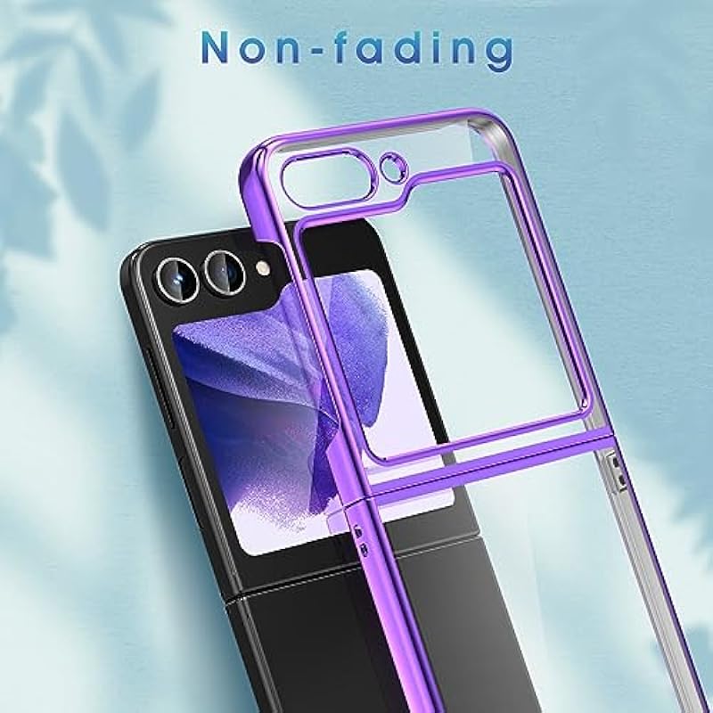MILPROX Compatible for Galaxy Z Flip 5 Case (2023), Slim Hard Cover Luxury Electroplated Edge, Ultra Thin Shockproof Bumper Folding Gel Shell Protector for Samsung Galaxy Z Flip 5 Case-Purple