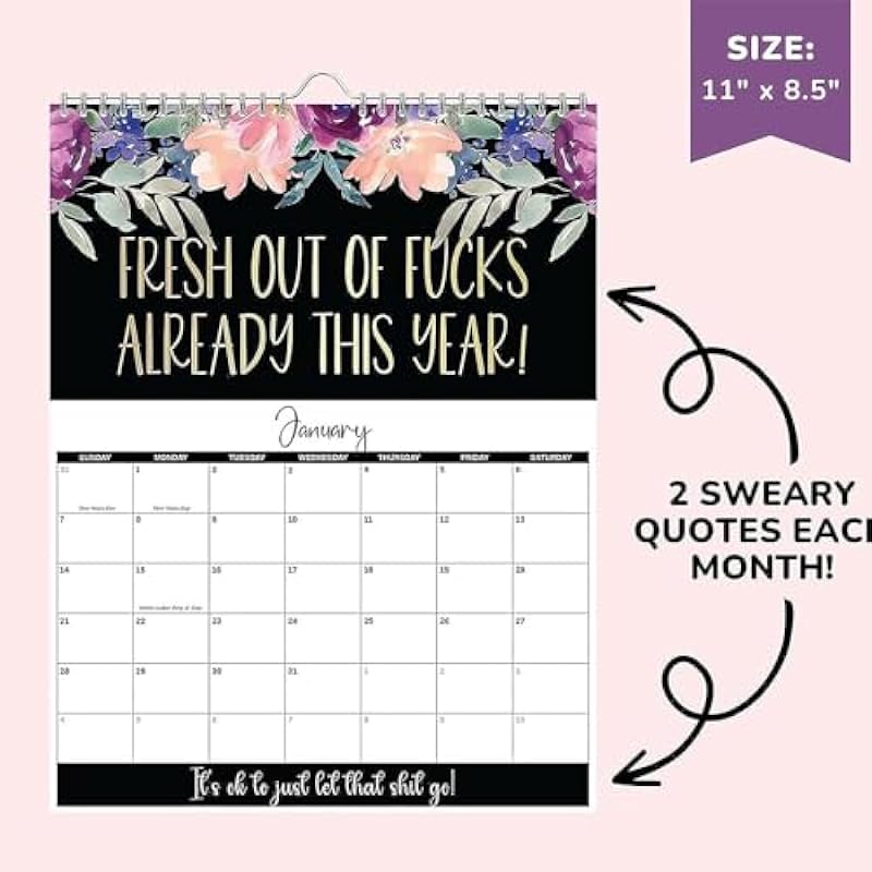 2024 Calendar for Tired-Ass Women,Fu-ck It Calendar, Funny 2024 Calendar Month to View Planner for Family School Office (BLACK)