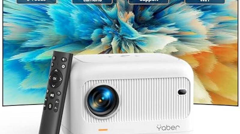 [Electric Focus] Projector, Mini Projector with 5G WiFi Bluetooth, 15000LM 1080P Supported Portable Projector, YABER E1 Outdoor Projector ±40° Keystone Correction, Projector for TV Stick/iOS/Android