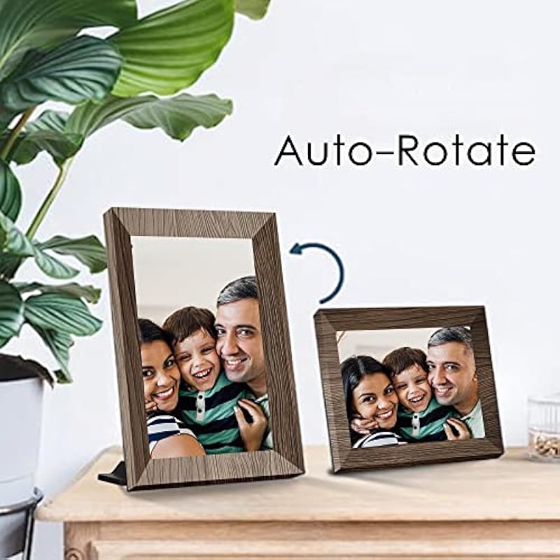 UCMDA Digital Photo Frame – 10 Inch Smart WiFi Cloud Digital Picture Frame with HD 1280×800 IPS Touch Screen Display, 16GB Storage, Auto-Rotate, Send Photos or Video Via App from Anywhere,Wood Color