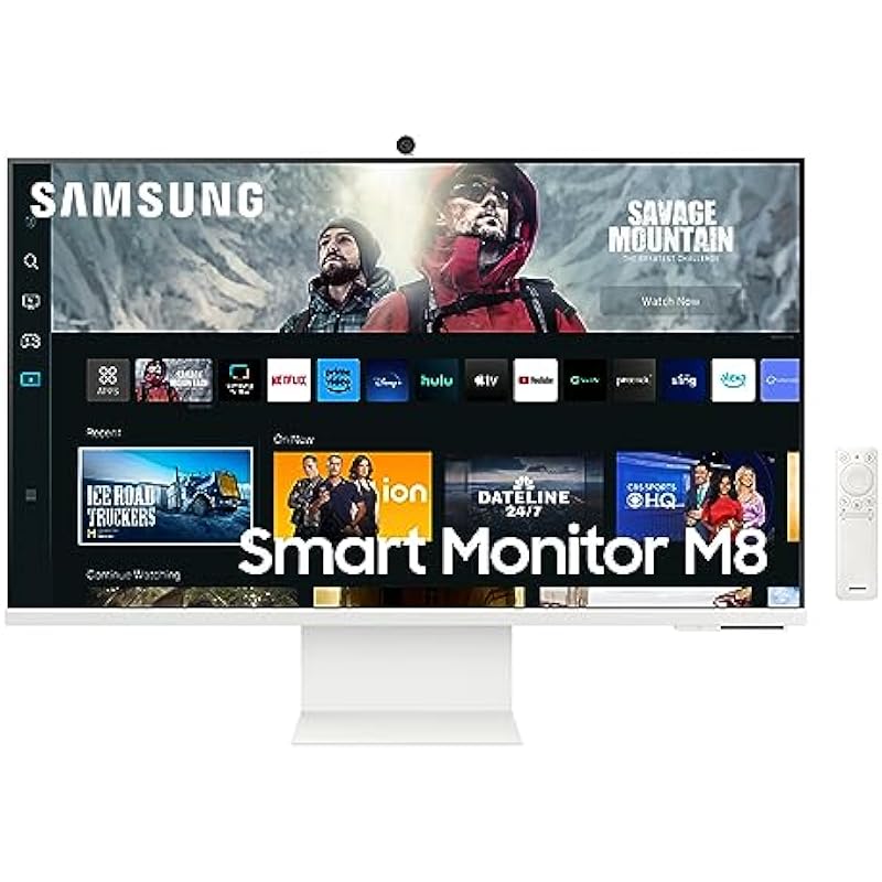 SAMSUNG 27-Inch 4K UHD 60Hz 4ms High Resolution Smart White Computer Monitor with Smart TV Apps, Mobile connectivity, Slimfit Camera Included, Alexa Built-in – (LS27CM801UNXZA) [Canada Version] (2023)