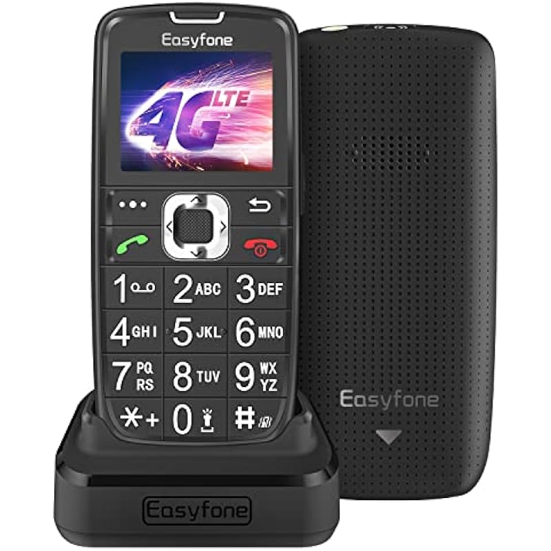 Easyfone Prime-A6 4G Unlocked Big Button Mobile Phone for Seniors, Easy-to-Use SIM-Free Clear Sound Cell Phone for Elderly with SOS Button and Charging Dock