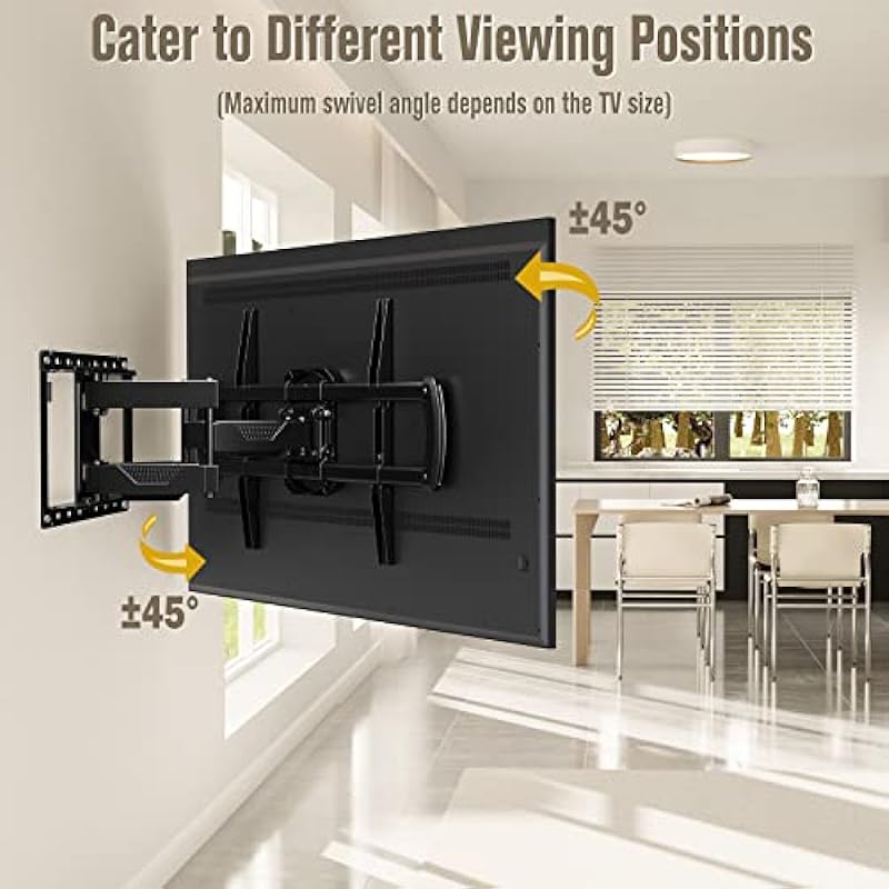 Mounting Dream TV Mount Bracket for Most 42-82 Inch Flat Screen TVs, Full Motion TV Wall Mounts with Swivel Articulating Dual Arms, Max VESA 600x400mm, 100 LBS Loading, Fits 16″ Wood Studs, MD2296