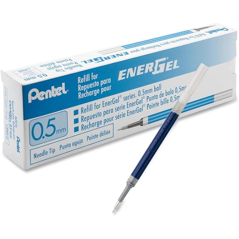 Pentel Refill Ink for EnerGel Liquid Gel Pen, 0.5mm, Needle Tip, Blue Ink, 1-Pack (LRN5-C)
