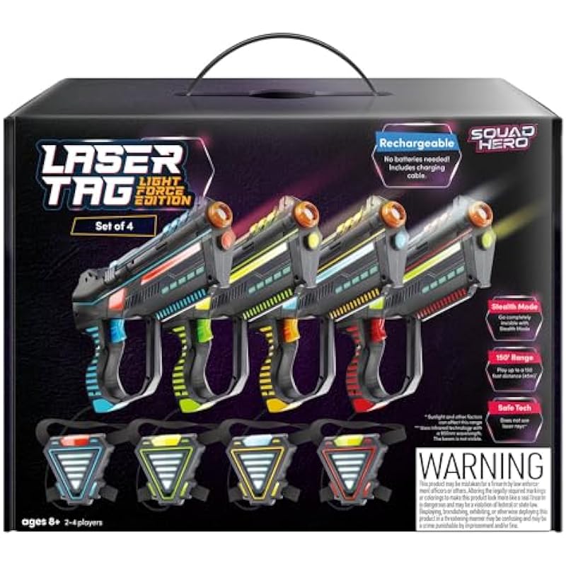Rechargeable Laser Tag Set for Kids, Teens & Adults, with Gun & Vest Sensors – Fun Ideas for Age 8+ Year Old Cool Toys – Teen Boy Games – Outdoor Teenage Group Activities for Boys & Girls – Kids Gifts