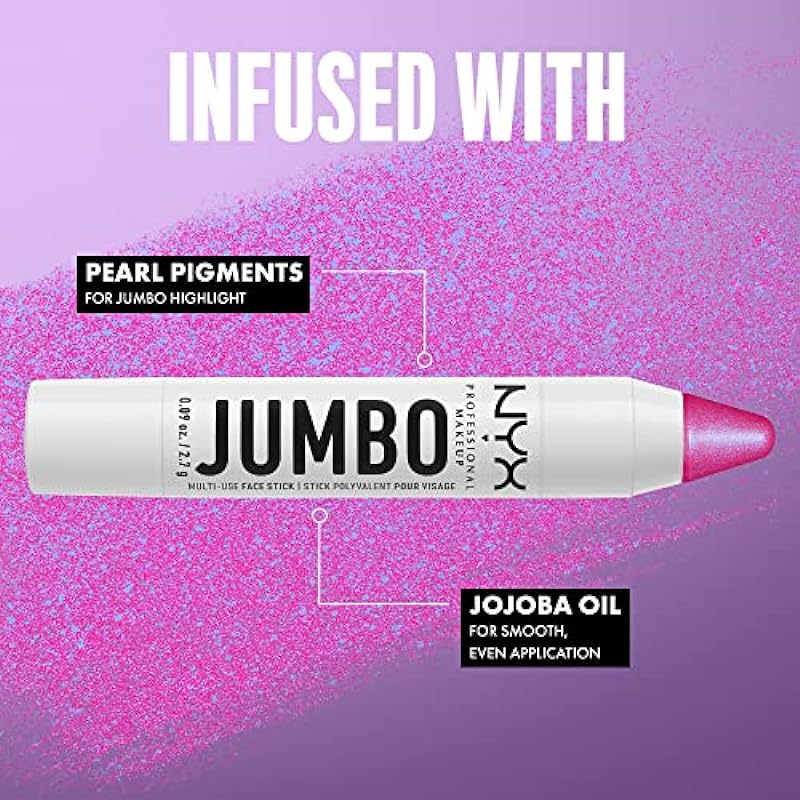 NYX PROFESSIONAL MAKEUP, Jumbo Multi-Use Face Stick, Highlighter, Pearl Finish, Vegan Formula – Blueberry Muffin