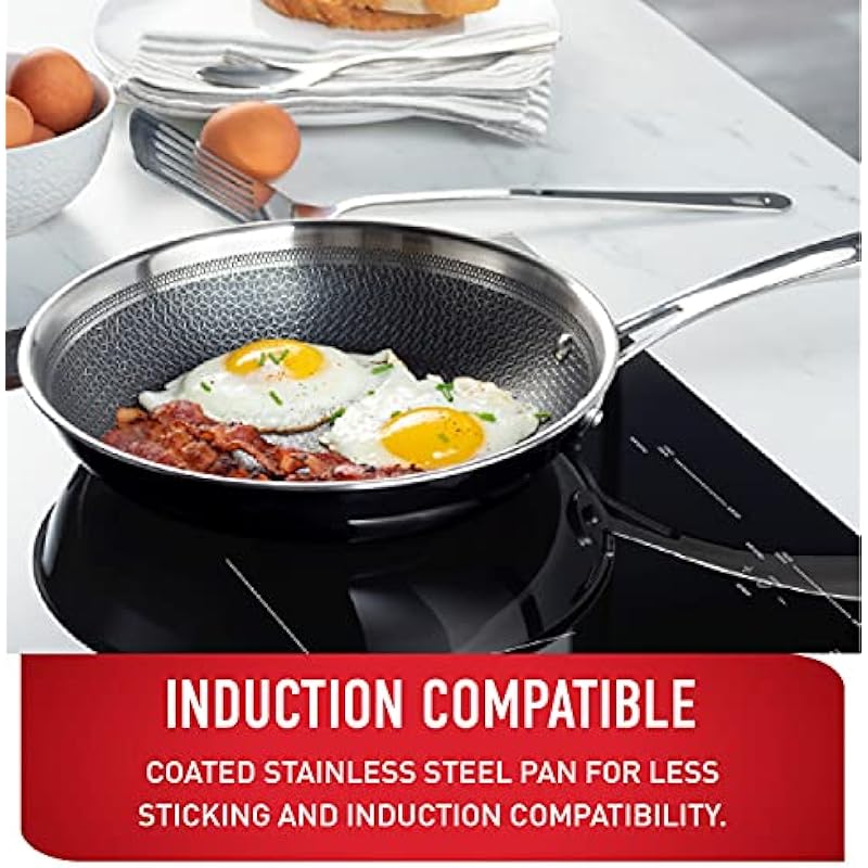 T-Fal Hybrid Mesh 28cm Frypan, Stainless Steel Exterior with Non Stick mesh Coating encapsulated