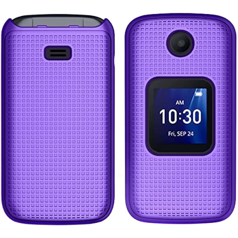 Case for Alcatel Go Flip 4 / TCL Flip Pro Phone, Nakedcellphone Slim Hard Shell Protector Cover with Grid Texture – Purple