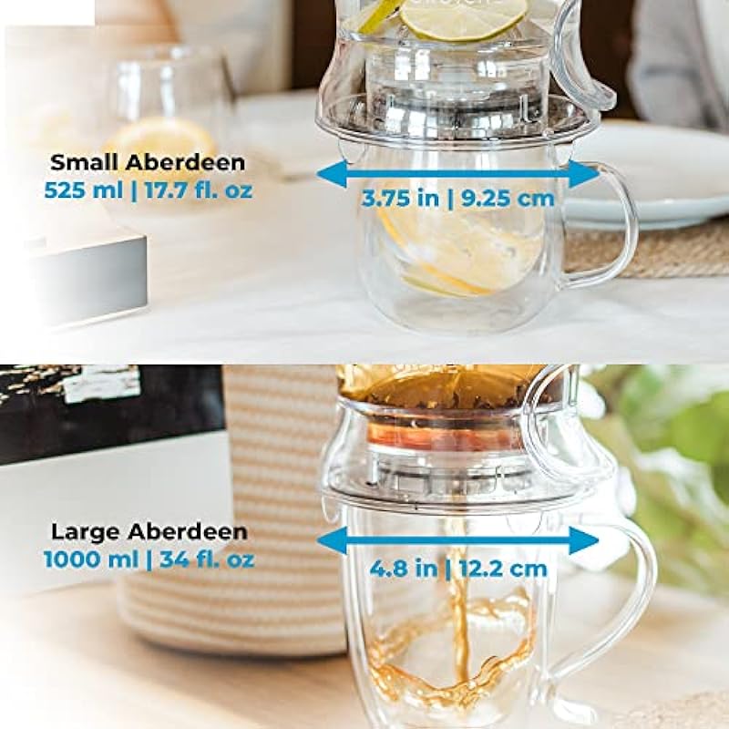 GROSCHE Aberdeen Perfect Tea Maker Set with Coaster, Tea Steeper, Teapot, Tea Infuser, 17.7 oz. 525 ml, Easy Clean Steeper, BPA-Free, NO Drips!
