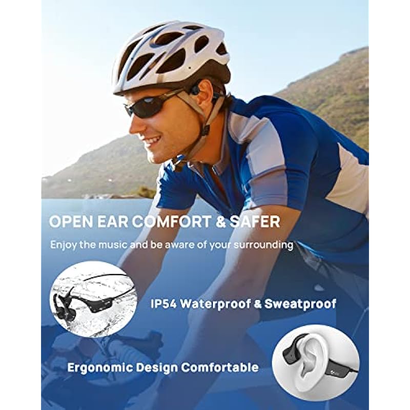 Bone Conduction Headphones, Wireless Bluetooth Headphones，Open Earphones with Built-in Mic, Waterproof and Sweatproof Sports Earphones for Running and Workouts、Cycling