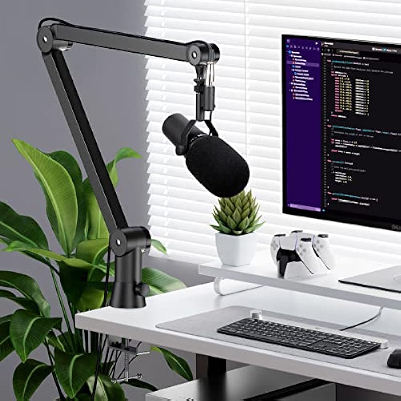 YOUSHARES Microphone Boom Arm – Hidden Cables Premium Microphone Arm Desk Microphone Stands Compatible with Blue Yeti USB Mic and Most Microphones for Professional Studio, Podcaster, Streaming
