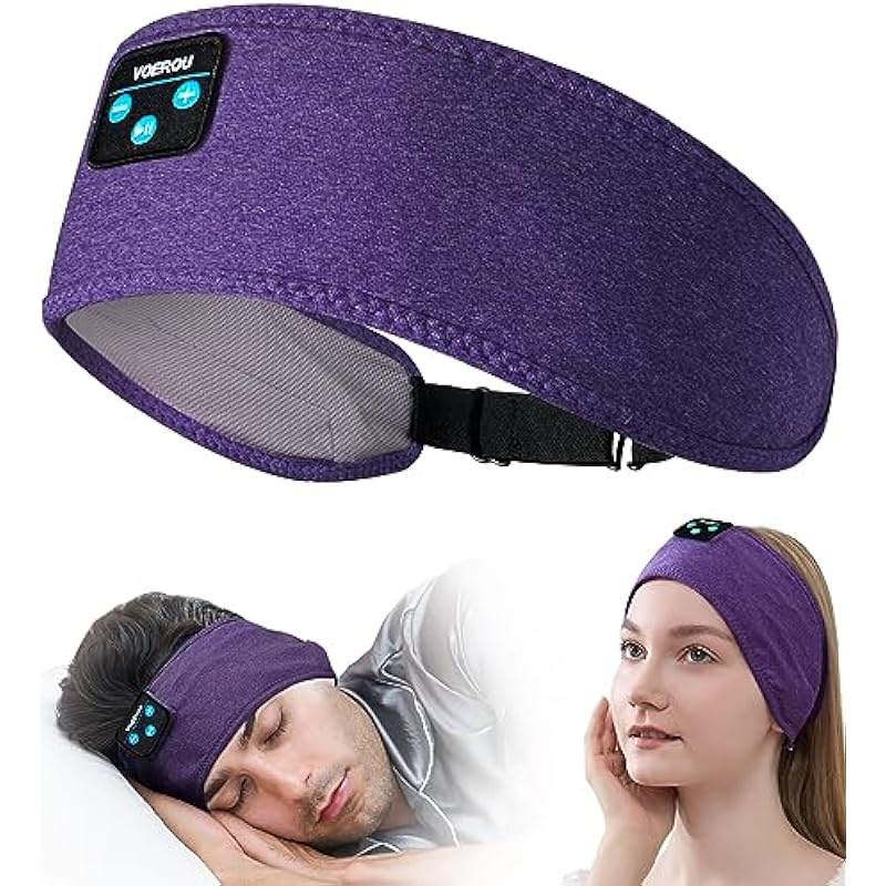 Voerou Sleep Headphones Bluetooth Headband – Adjustable Wireless Sports Sleeping Headphones with Upgraded Battery, Tech Gifts for Men Women Side Sleepers Office Nap, Travel, Yoga, Workout, Meditation