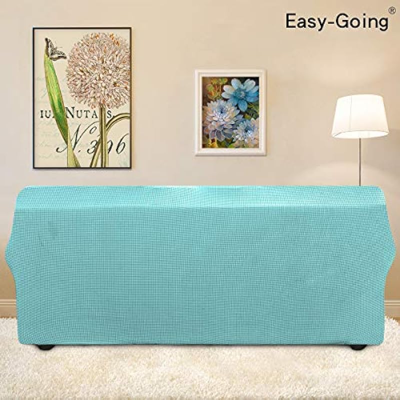 Easy-Going Stretch Sofa Slipcover Couch Sofa Cover Furniture Protector Soft with Elastic Bottom for Pets Kids Children Dog Spandex Jacquard Fabric Small Checks (XX Large, Light Green)