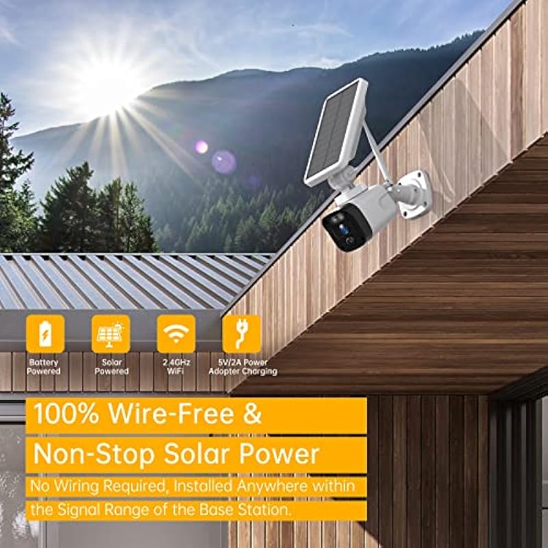 4MP Solar Wireless Security Camera System Outdoor, CAMBLINK Solar Power Security Camera Outdoor Wireless 4Pack with Base Station, PIR Motion Detection Two-Way Audio App Remote IP65 Waterproof SD/Cloud