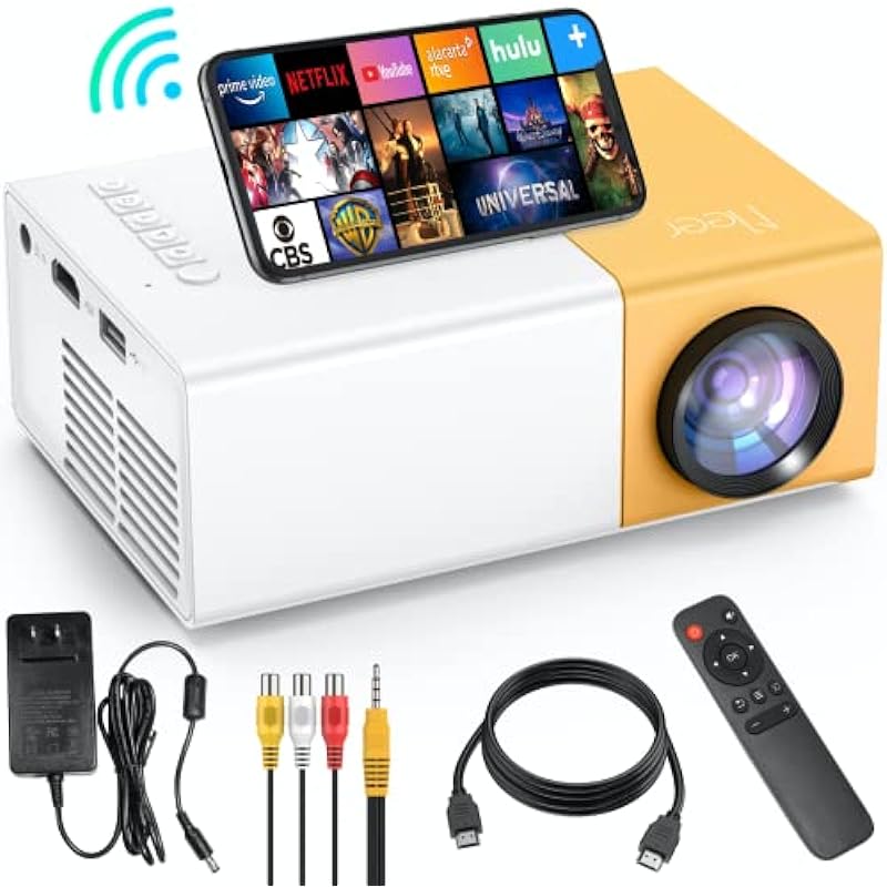 Meer 5G WiFi Mini Projector,Portable Movie Projector,Neat Projector,Proyector Compatible with iphone,Android,Windows,Firestick,PS5,Laptop,Tablet,Provide HDMI,USB,Earphone,AV Port and Remote Controller