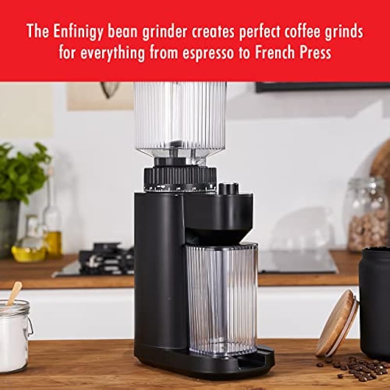 ZWILLING Enfinigy Premium Automatic Glass Coffee Bean Grinder with Stainless Steel Grinder – SCA Awarded, Dishwasher Safe, Perfect for Espresso and Filter Coffee, German Design