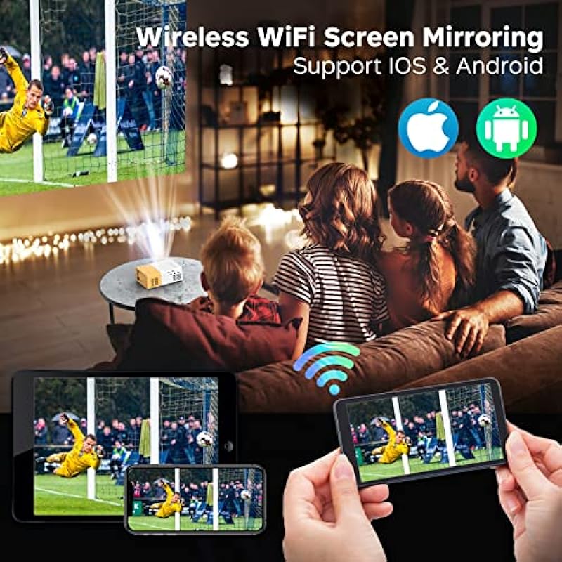 Meer 5G WiFi Mini Projector,Portable Movie Projector,Neat Projector,Proyector Compatible with iphone,Android,Windows,Firestick,PS5,Laptop,Tablet,Provide HDMI,USB,Earphone,AV Port and Remote Controller