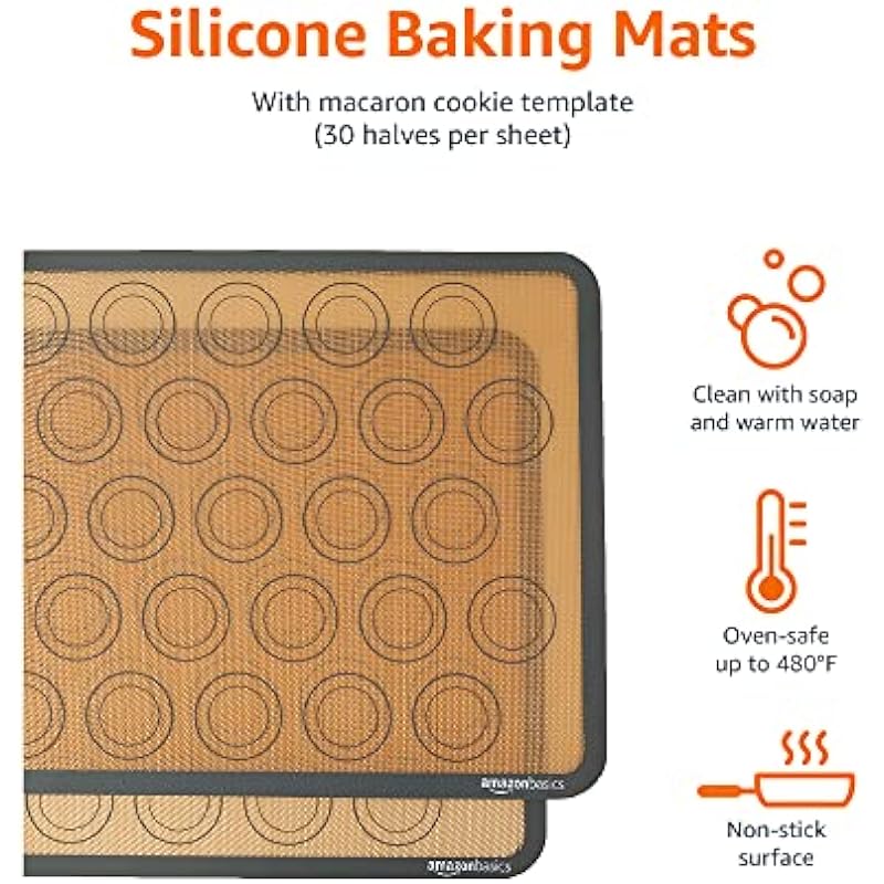 Amazon Basics Silicone Macaron Baking Mat Sheet, Set of 2